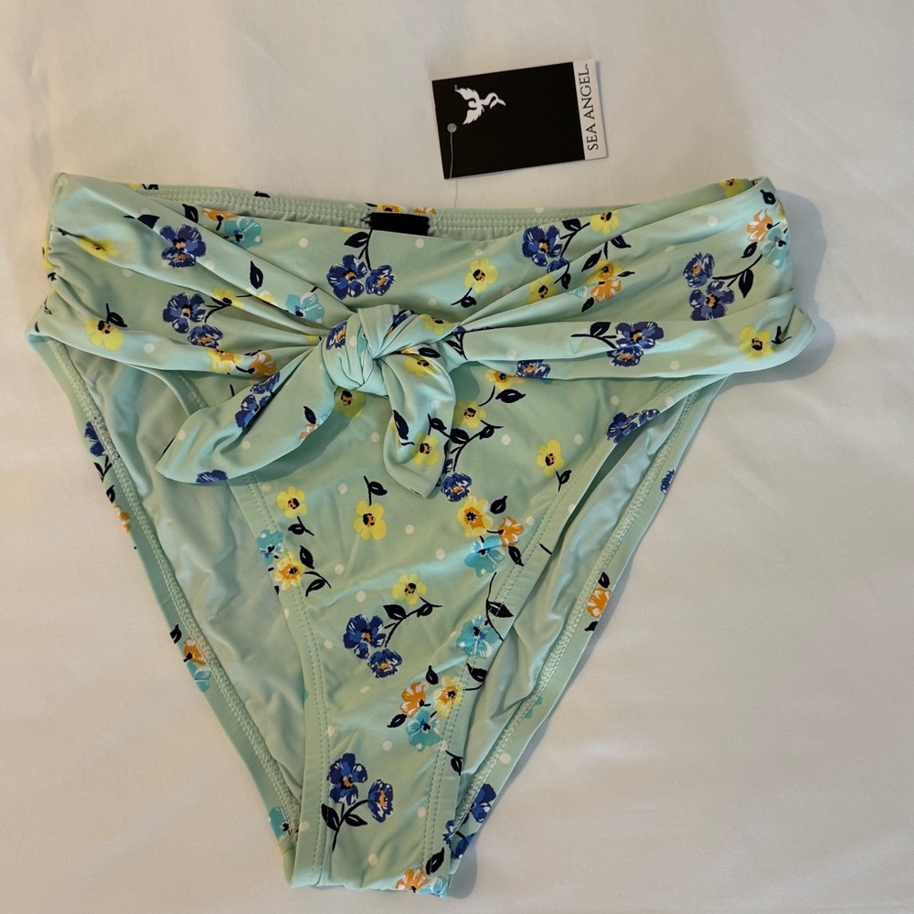 Sea Angel Polka Dot ditsy Floral High-Waisted Bikini Bottom size Small
